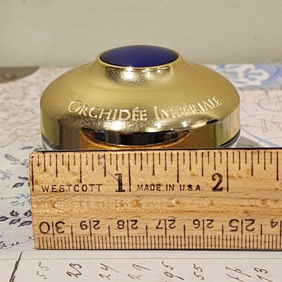Vintage Guerlain Orchidee Imperiale Cream Container with gold Tone Metal Lid #2 - Picture 9 of 10